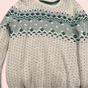 Timberland Teal and Cream Knit Sweater